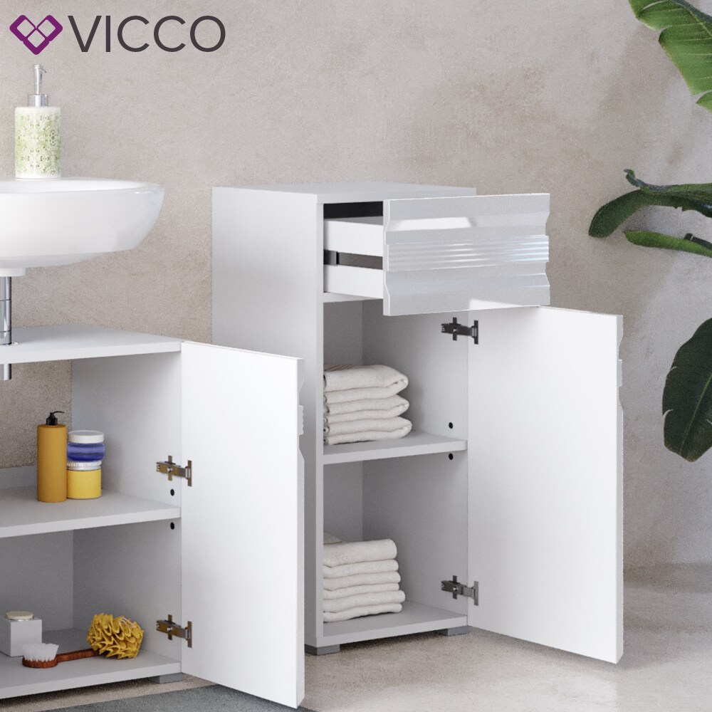 VICCO Badschrank FREDDY weiß hochglanz Badezimmer Badregal Midischrank