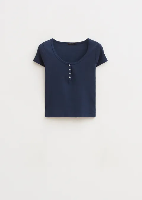 T-shirt met knoopjes blauw (BLW.D)