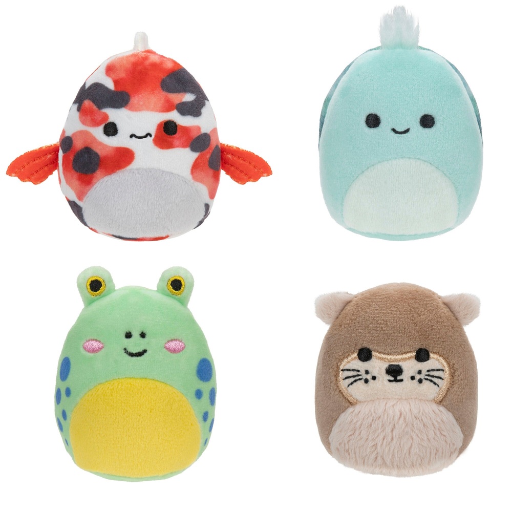 Squishville von Original Squishmallows, 5 cm Pond Squad Plüschtier, 4er-Pack