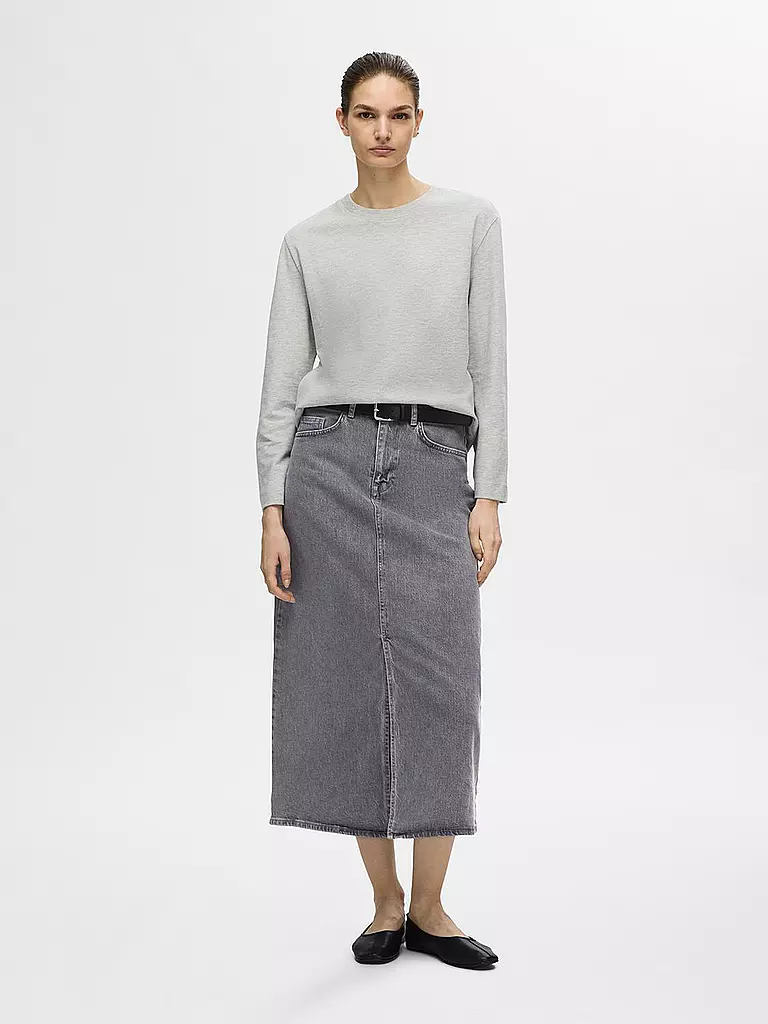 SELECTED FEMME Jeansrock SLFKRISTA hellgrau
