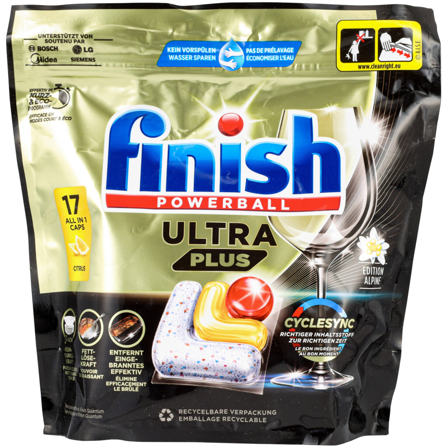Finish Ultra Plus All-in-1 Citrus 17 Stück