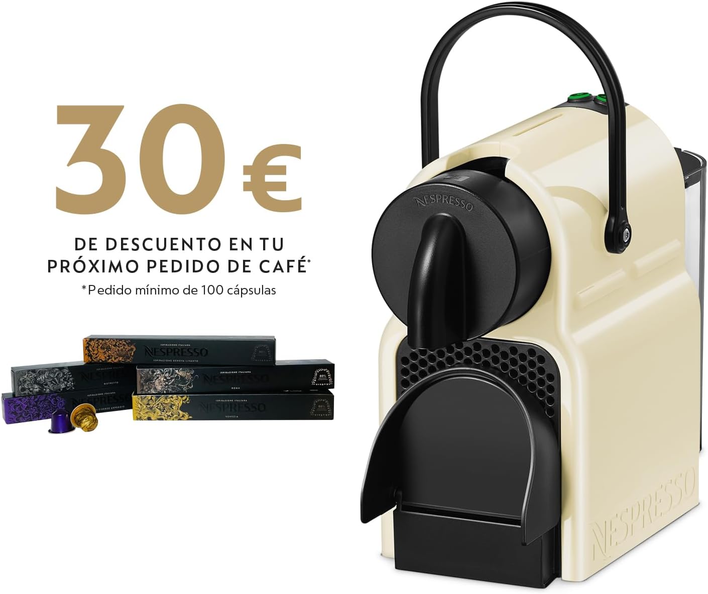 De’Longhi 203550 Inissia Cafetière à Capsules Nespresso, Crème