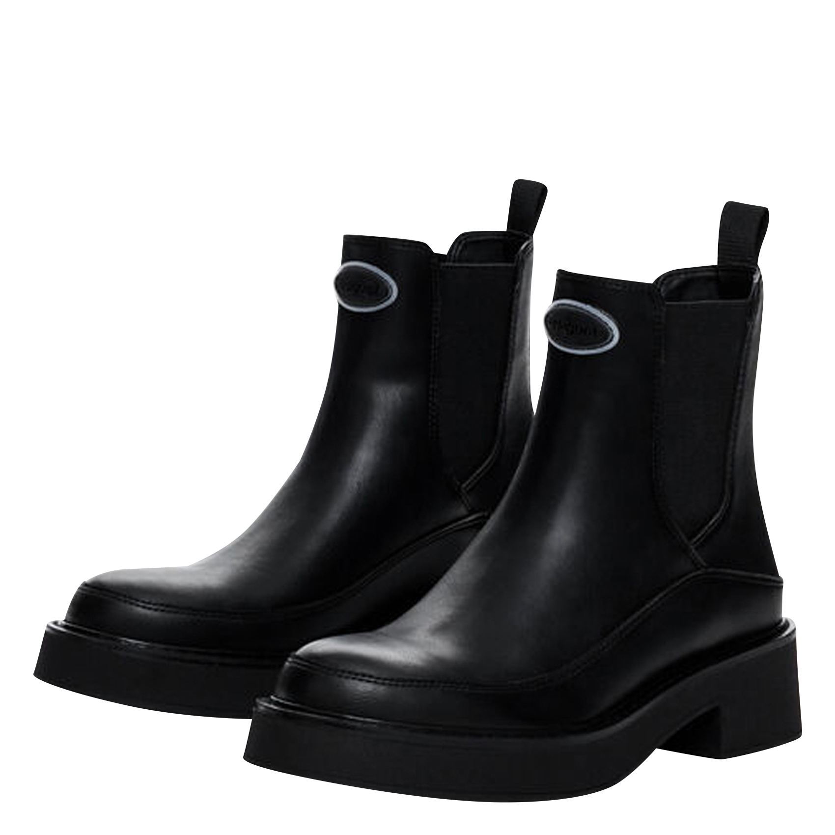 Bottines à petit talon effet cuir | Noir