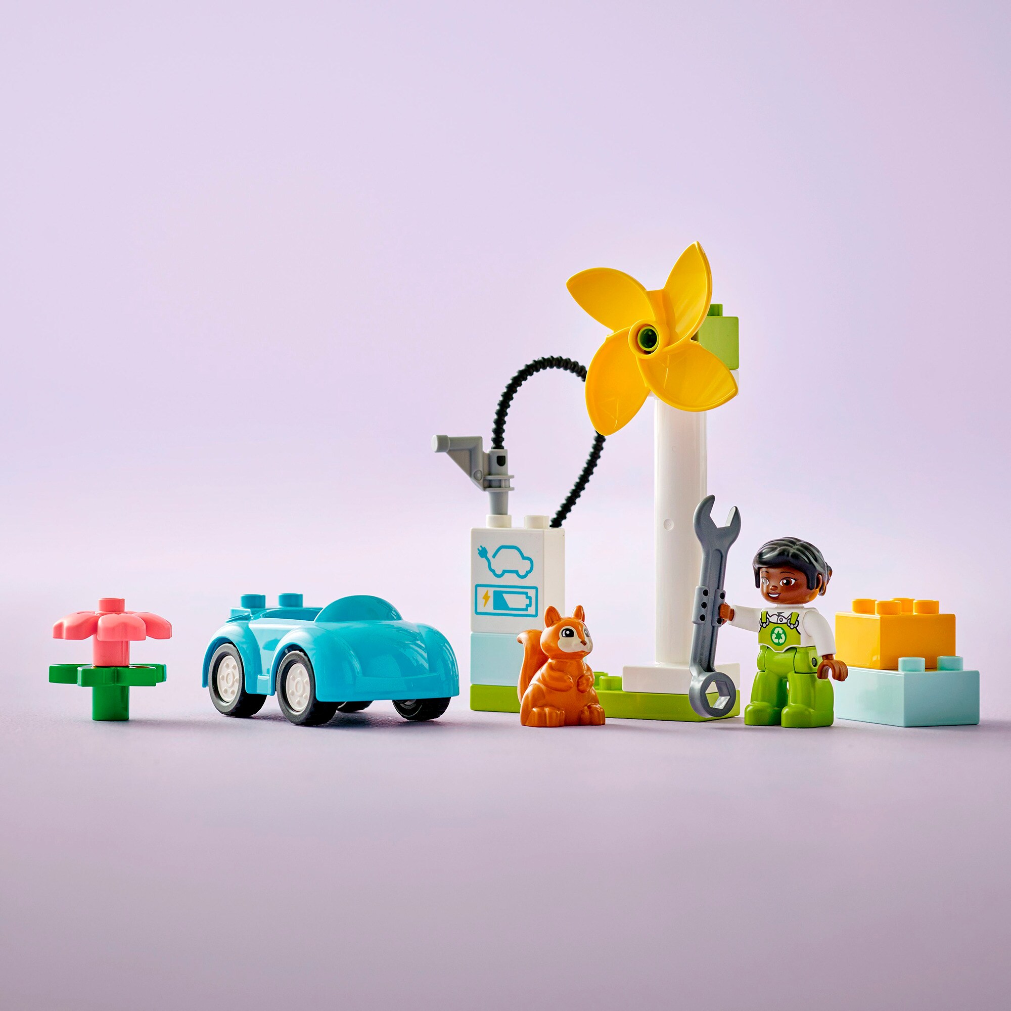 LEGO Konstruktionsspielzeug DUPLO Windrad und Elektroauto