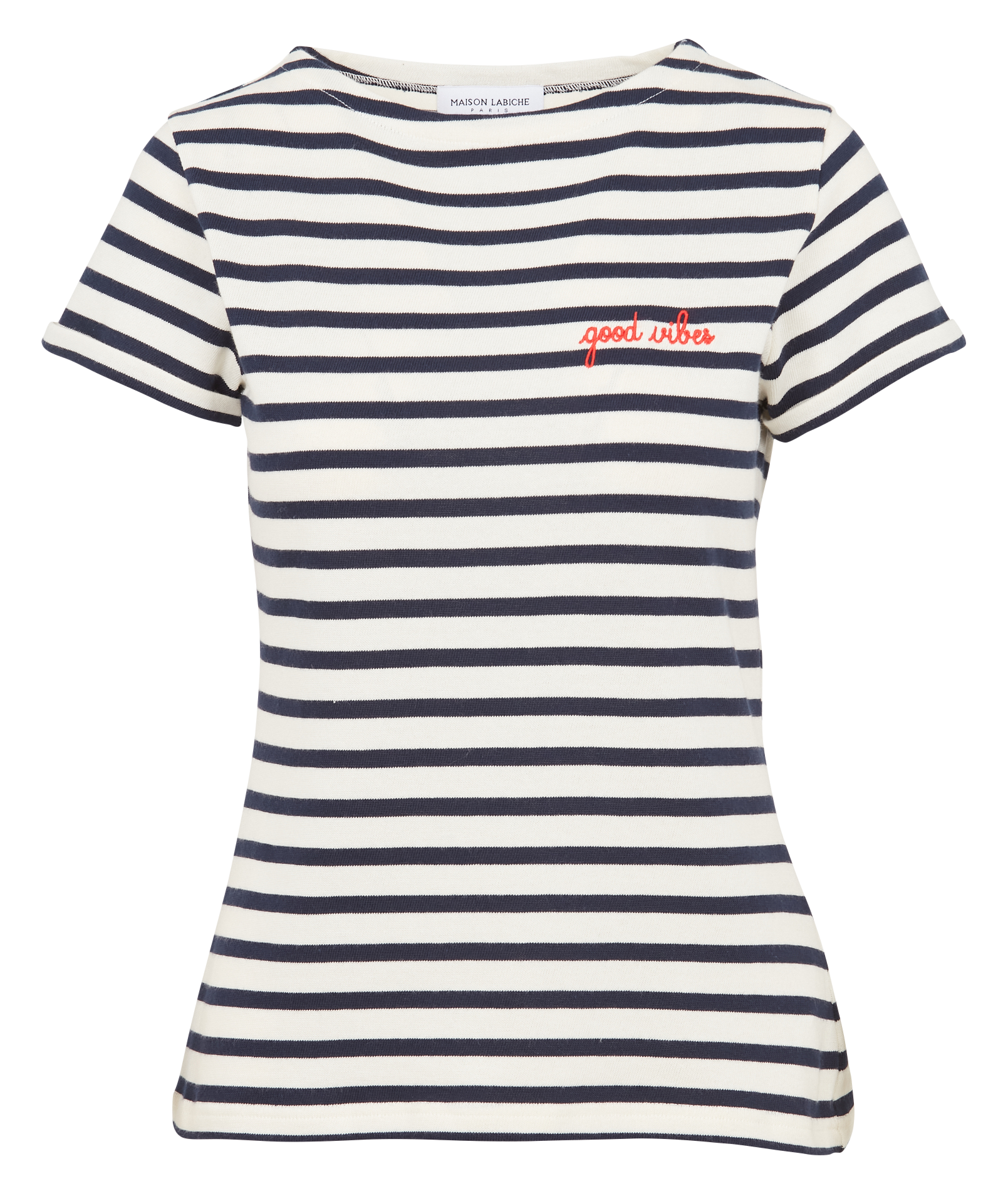 COLOMBIER SS GOOD VIBES- Tee-shirt col rond en coton biologique | Blanc