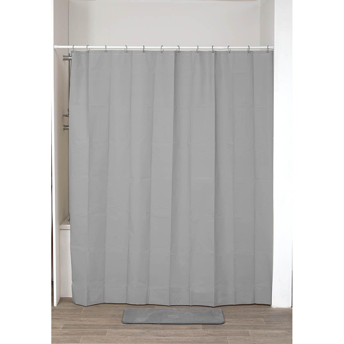 RIDEAU DE DOUCHE PEVA 180 X 200 CM  GRIS