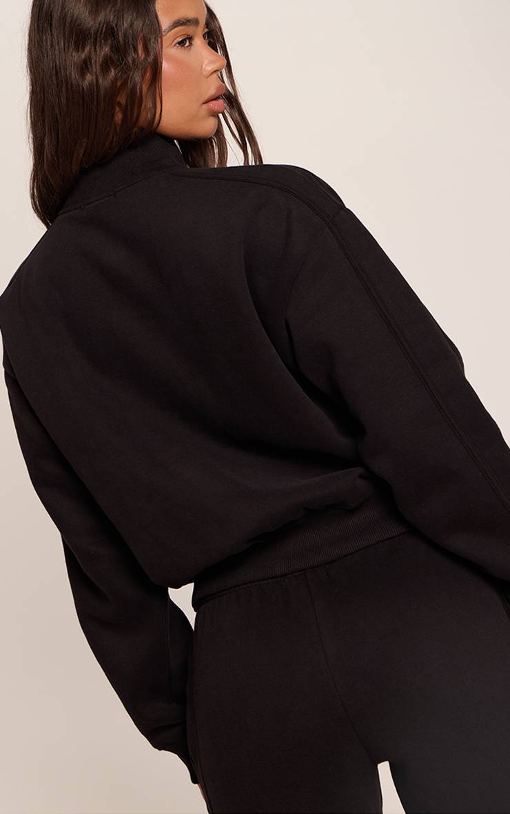 Noir Sweat Zippé Crème À Appliqué Monaco Avec Détails Contrastés