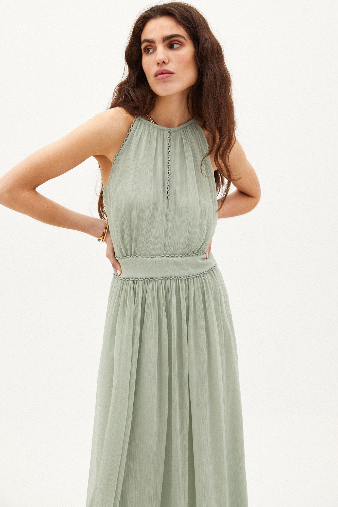 Fabiana. Vestido maxi fluido - Amarelo