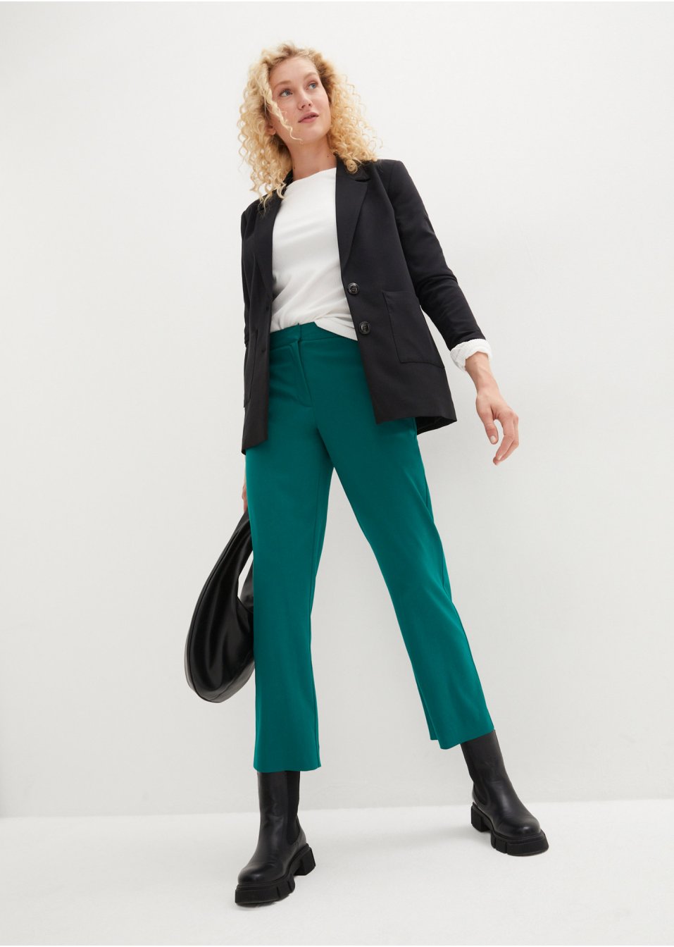 Pantalon 7/8 avec taille haute confortable, Straight