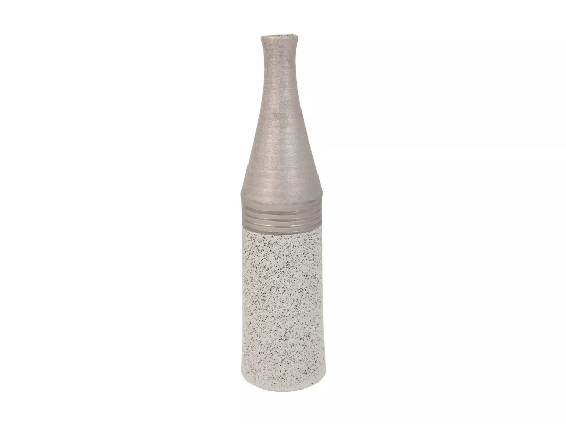 Vase en céramique argentée 13,5x13,5x53h
