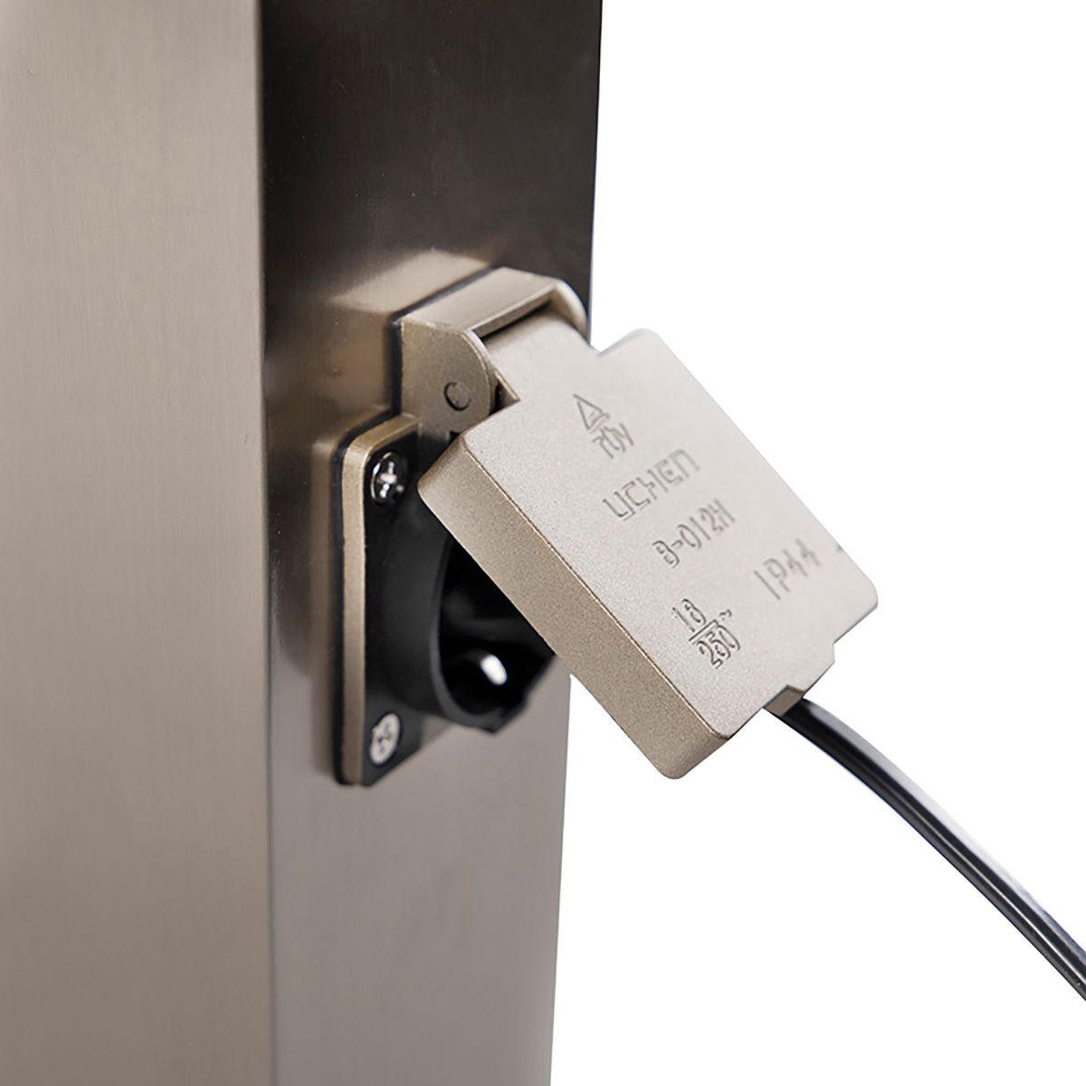 Buitenlamp staal incl stopcontact IP44- Malios met grondpin en kabelmof