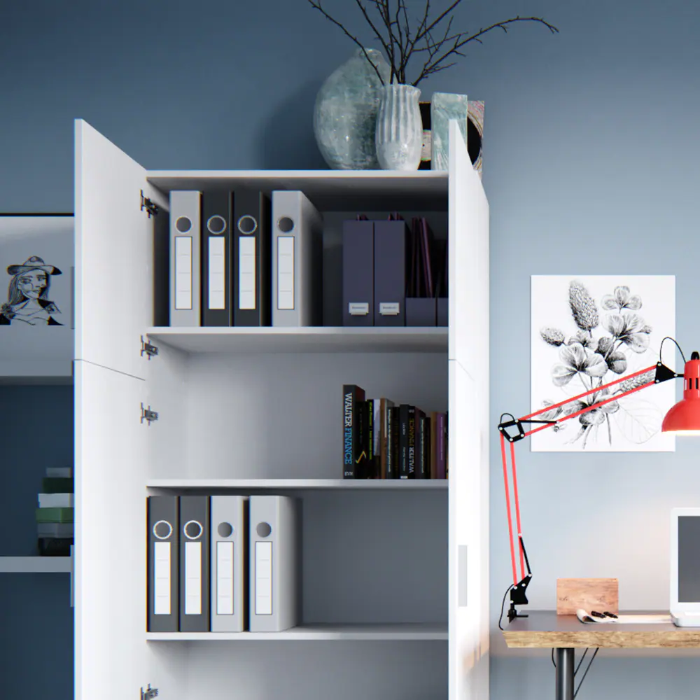 VICCO Aktenschrank FRANK weiß Schrank 2 Türen Bücherregal Standregal Aktenregal
