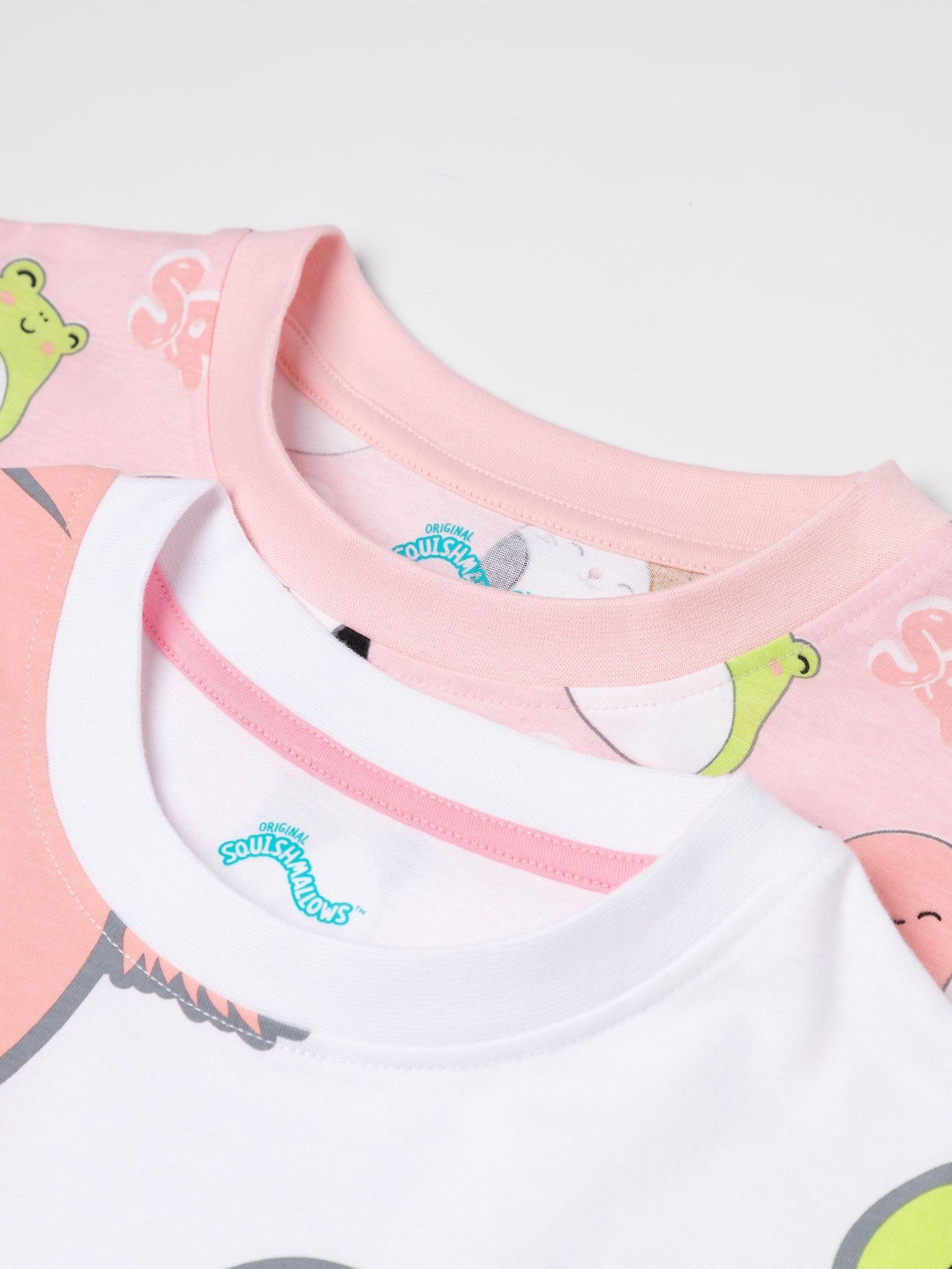 Vanilla Underground Meisjes Squishmallows Pyjama Set met Korte mouwen en korte broek 100% katoen Grootverpakking van 2