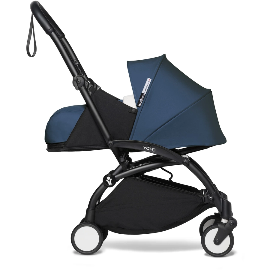 BABYZEN Kinderwagen YOYO2 0+ Black mit Neugeborenenaufsatz Air France Blue