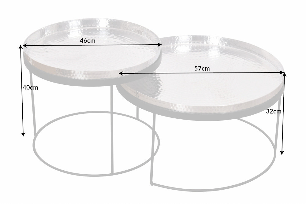 2er Set Runde Couchtische ELEMENTS 60cm gold schwarz Metall Tabletttisch Beistelltisch handmade