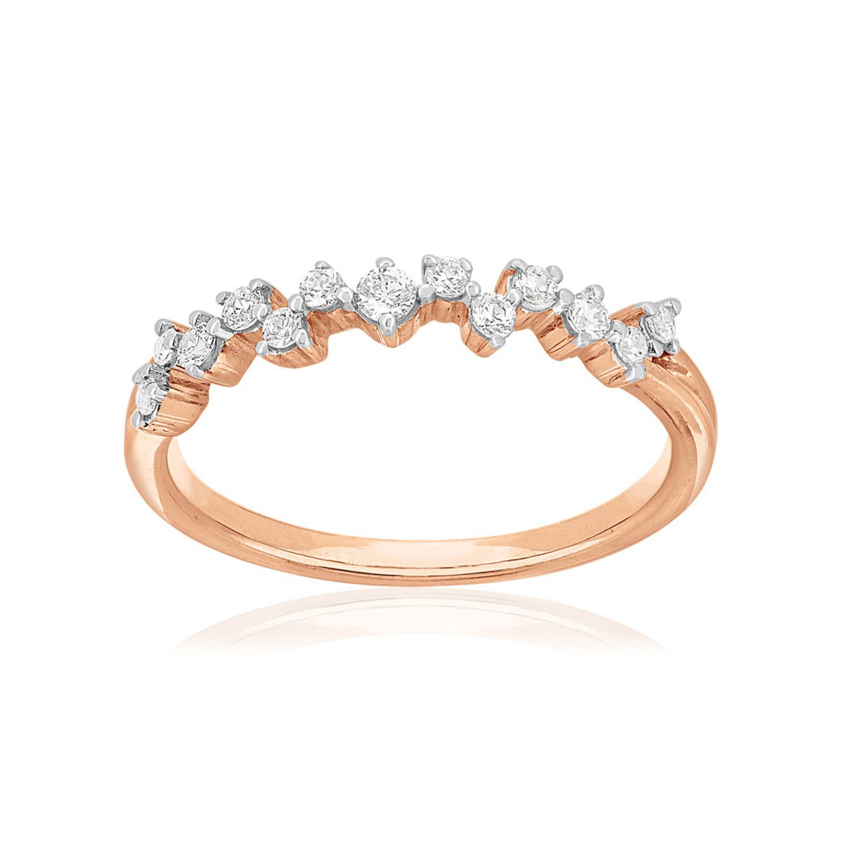 Bague or 750 rose 2 tons diamants synthétiques 0,24 carat