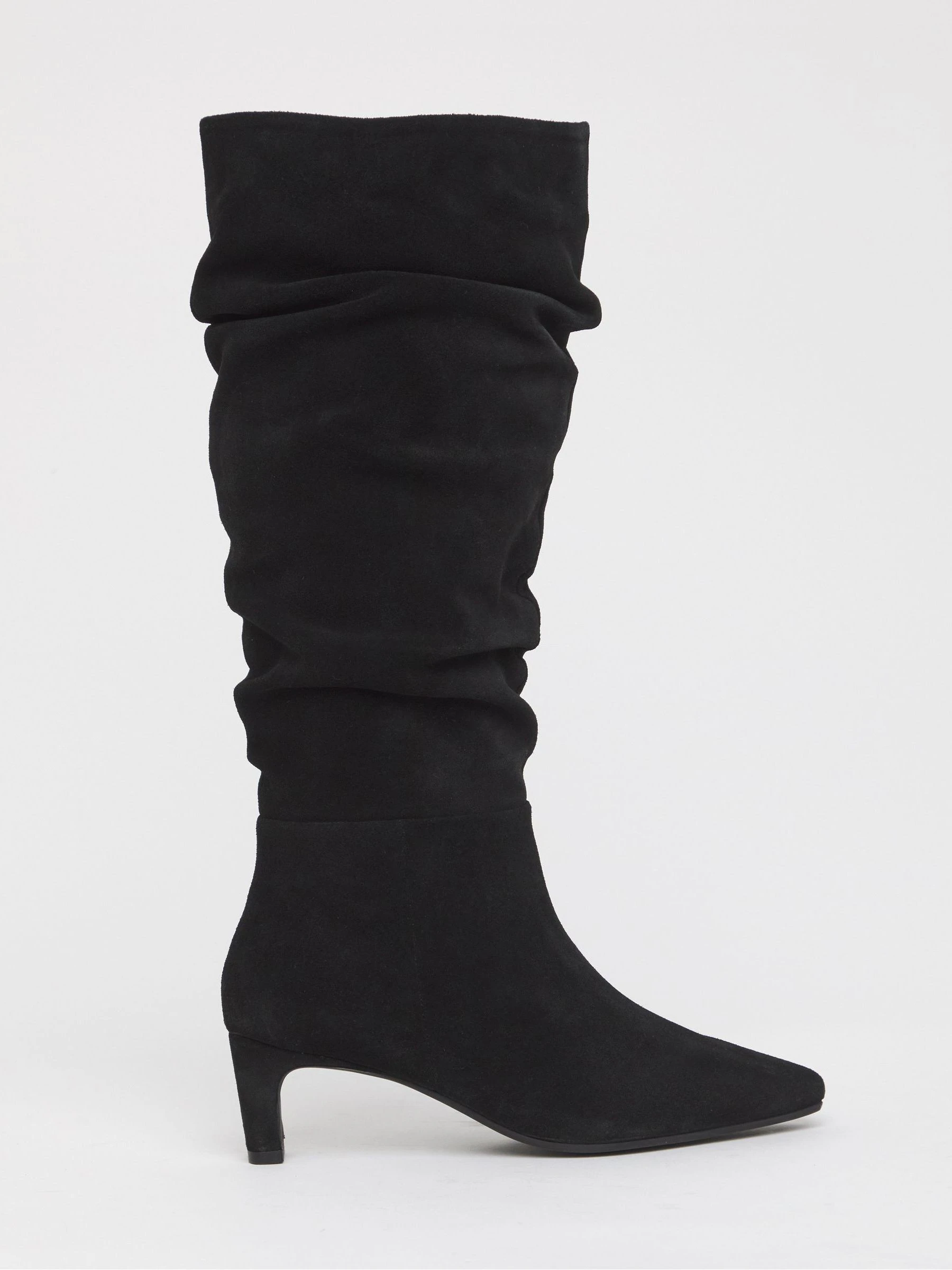 Anthology By JD Williams Extra Wide Fit Ruched Kitten Heel Boots