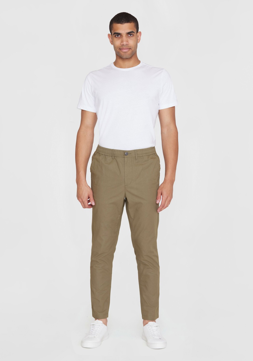 Knowledge Cotton Apparel Hose Tim Tapered Poplin Pants Burned Olive