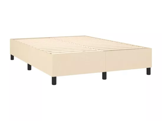Sommier tapissier avec matelas et LED Crème 140x190 cm Tissu