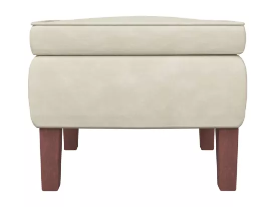 Chaise à bascule avec pieds en bois et tabouret Crème Velours