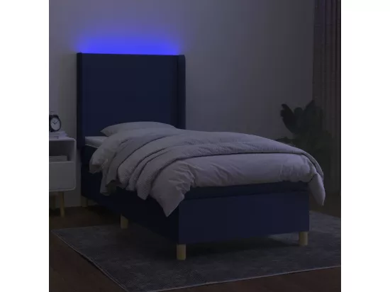 Sommier tapissier avec matelas et LED Bleu 90x190 cm Tissu
