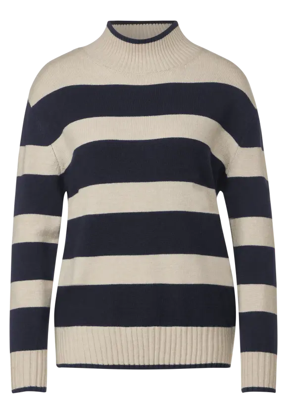 Streifen Strickpullover - deep blue