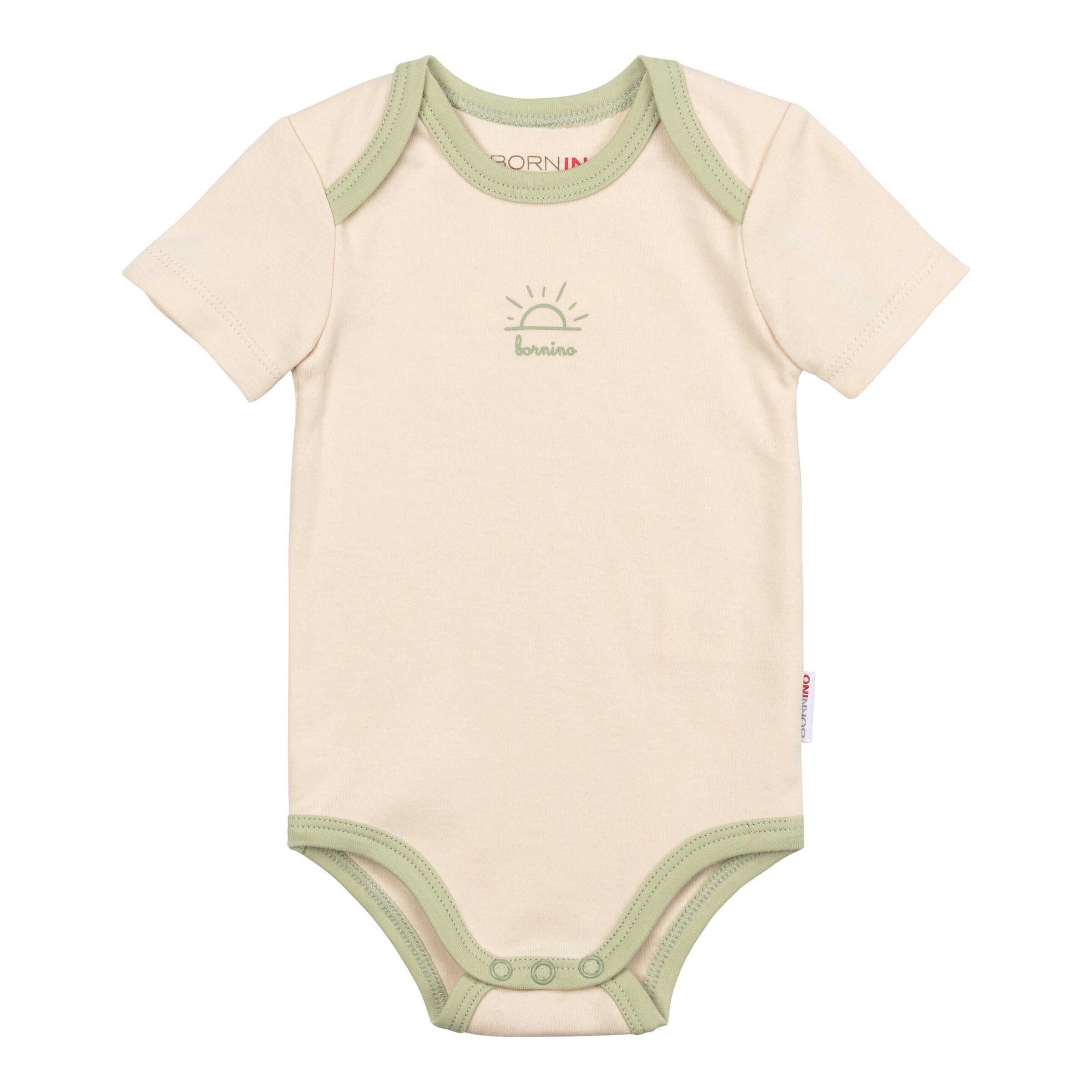 Bornino - Be Happy 2er-Pack Bodys kurzarm Sonne grün/natur