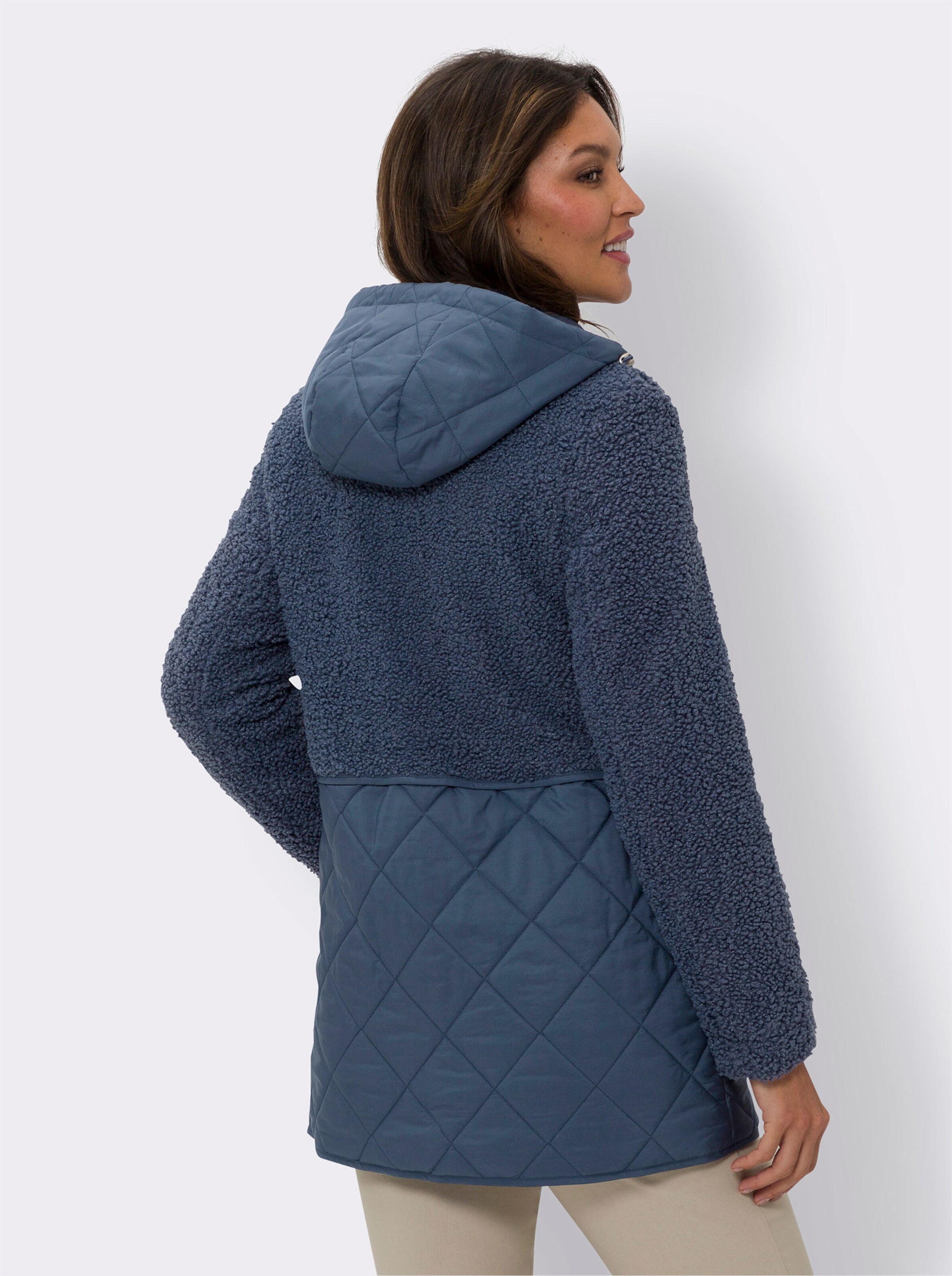 Jacke aus Teddyfleece und Stepp