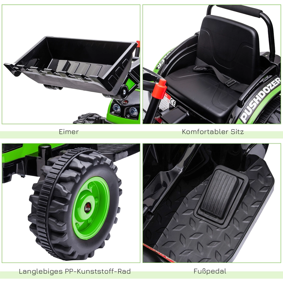 HOMCOM Elektrischer Kinderbagger mit Schaufel grün
