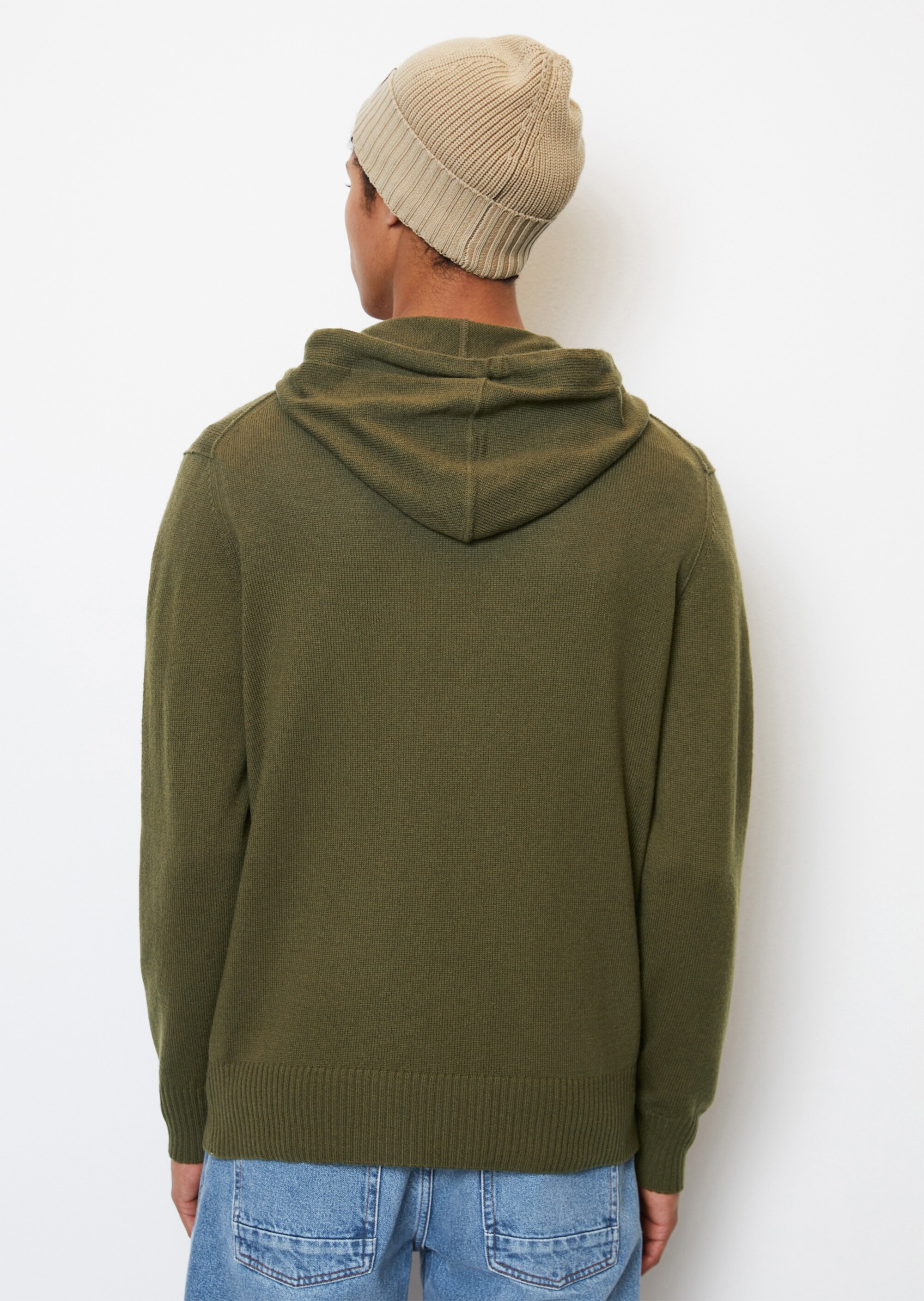 Kapuzen-Strickjacke regular aus softem Lambswool-Blend