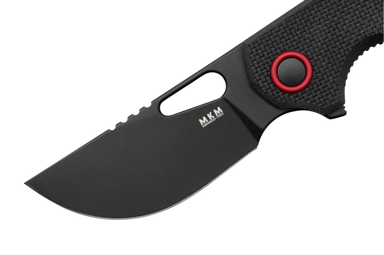 MKM Vincent VCN-GBB Black PVD N690CO, Black G10, Red Aluminum zakmes, Jesper Voxnaes design
