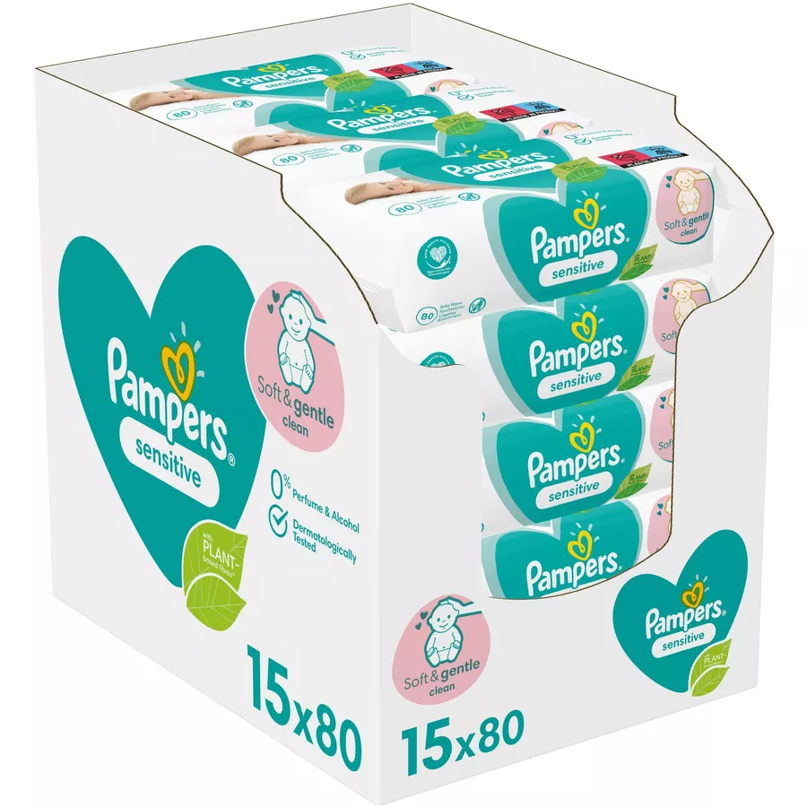 Pampers Feuchttücher Sensitive 1200 Tücher (15 x 80 Stk)