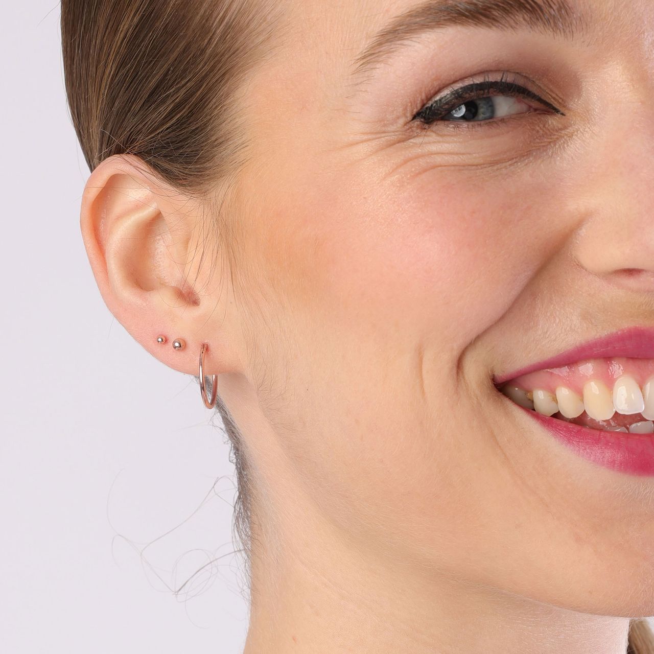 Zilveren oorbellen roseplated 15mm