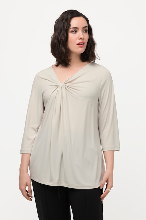 T-Shirt, drapiert, asymmetrischer V-Ausschnitt, Halbarm