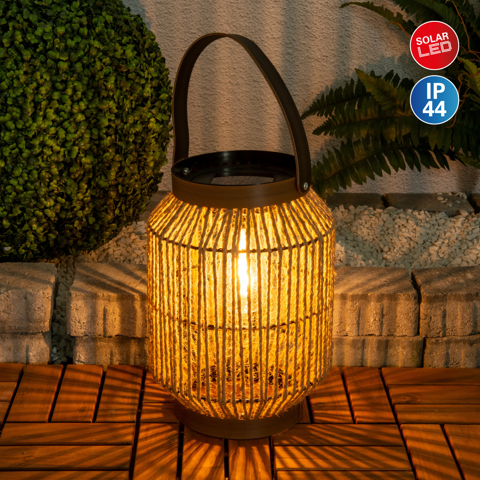 LED-Solarleuchte KORBINIAN - natur - 22x30 cm