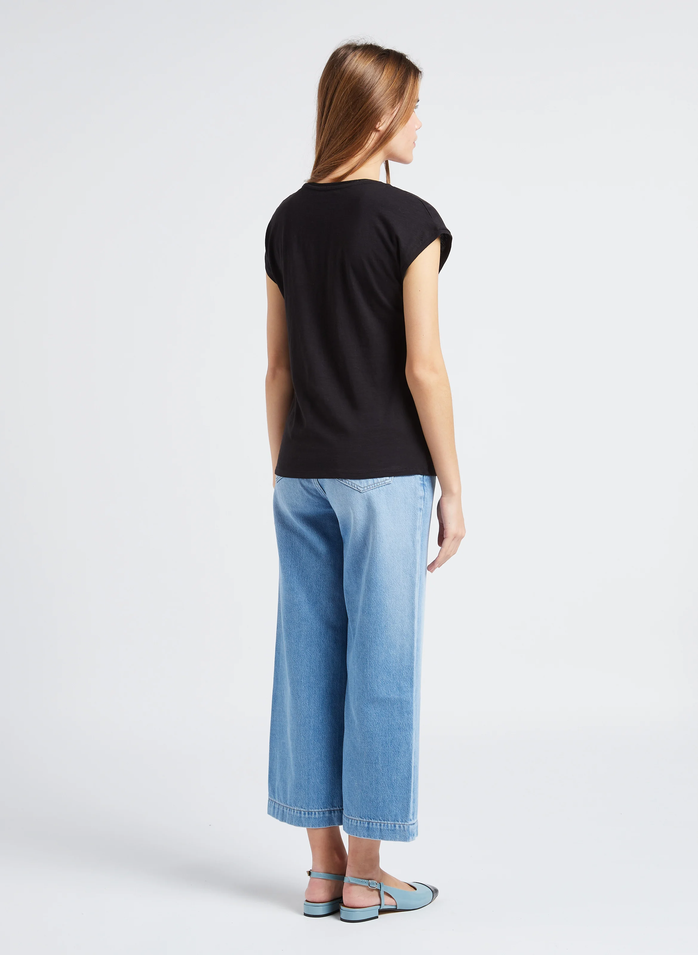 MOSS - Jean droit taille haute en coton mélangé | Jean Délavé