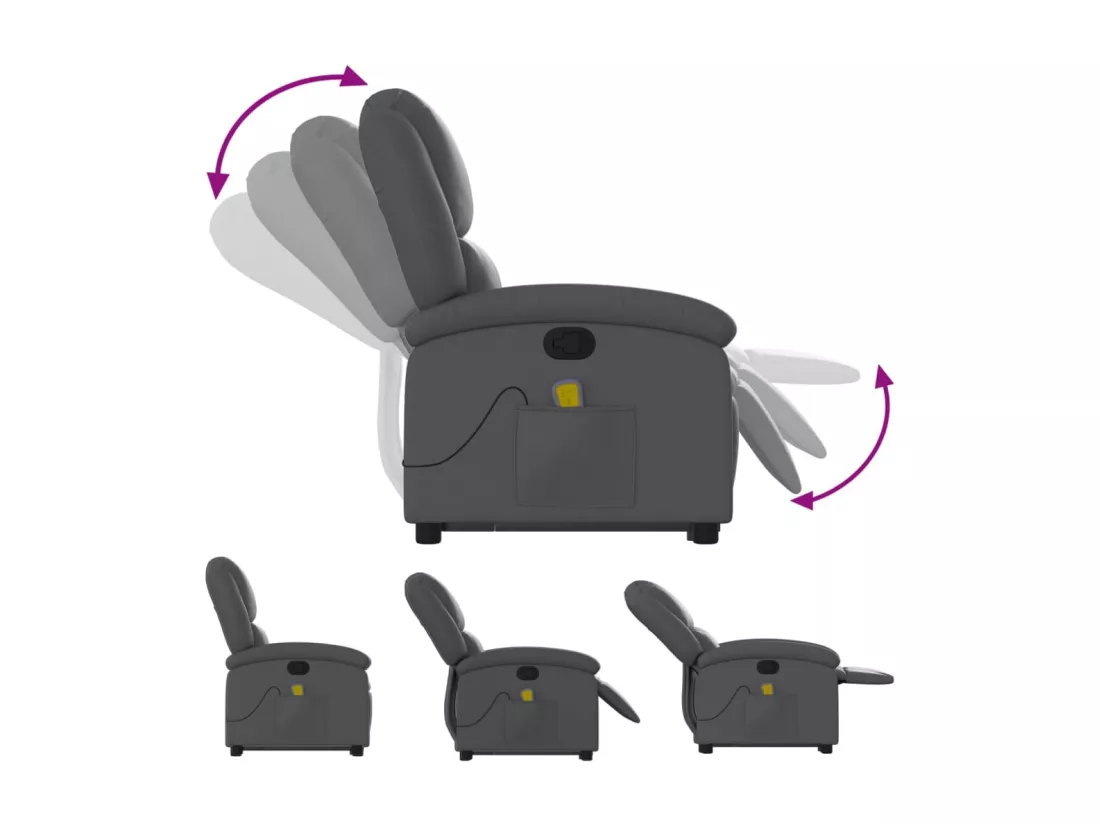 Fauteuil inclinable massant Gris Similicuir