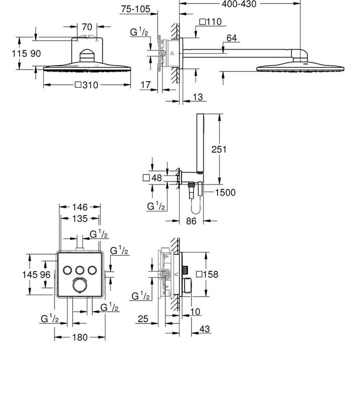 Grohe - Precision SmartControl - Inbouw Douchesysteem - Chroom - Vierkant Design