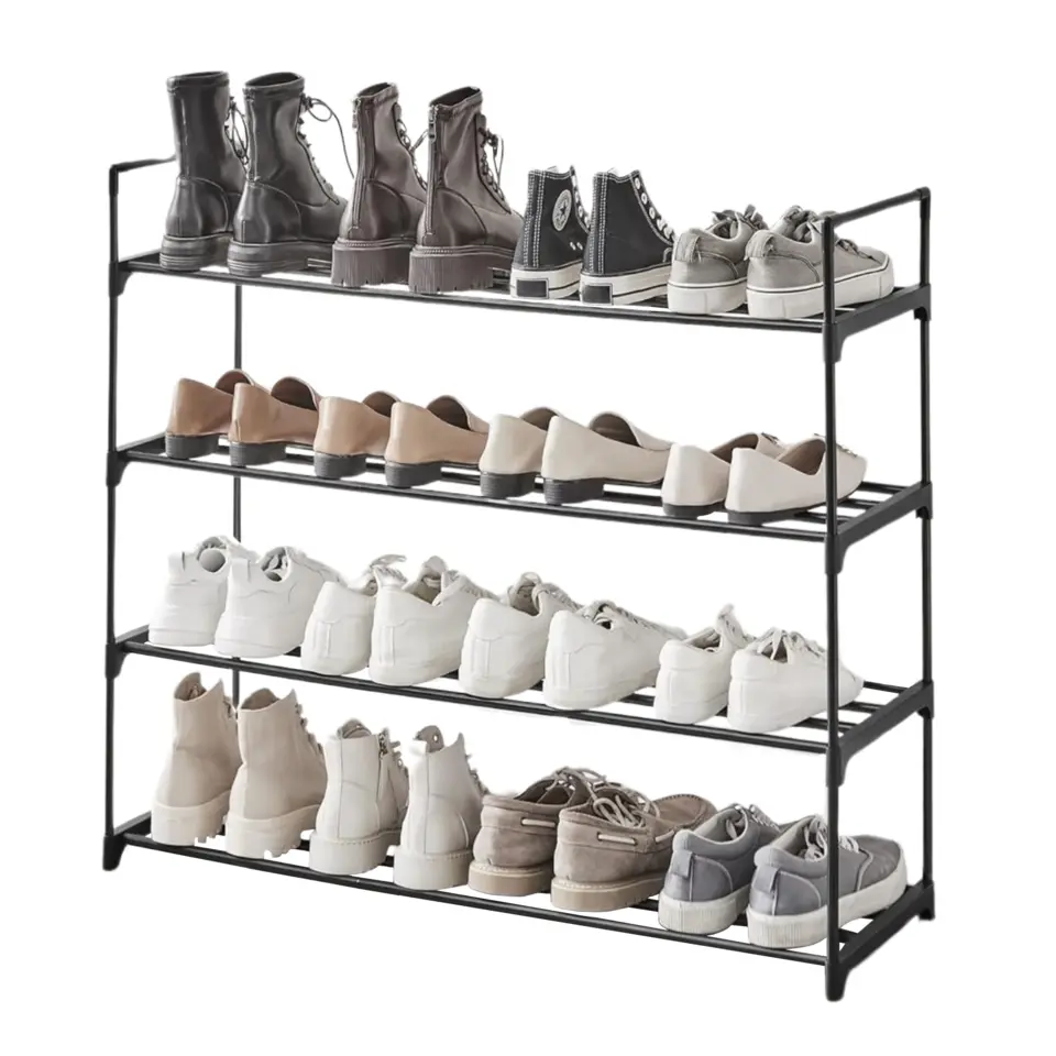 Schoenenrek - stapelbaar - 92x113x30 cm - zwart
