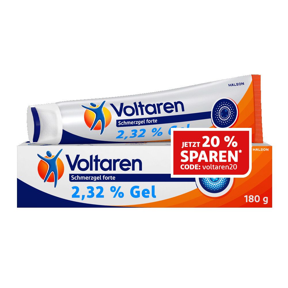 Voltaren Schmerzgel forte 23,2 mg/g Gel mit Diclofenac - Jetzt 20% Rabatt mit dem Code voltaren20 sparen