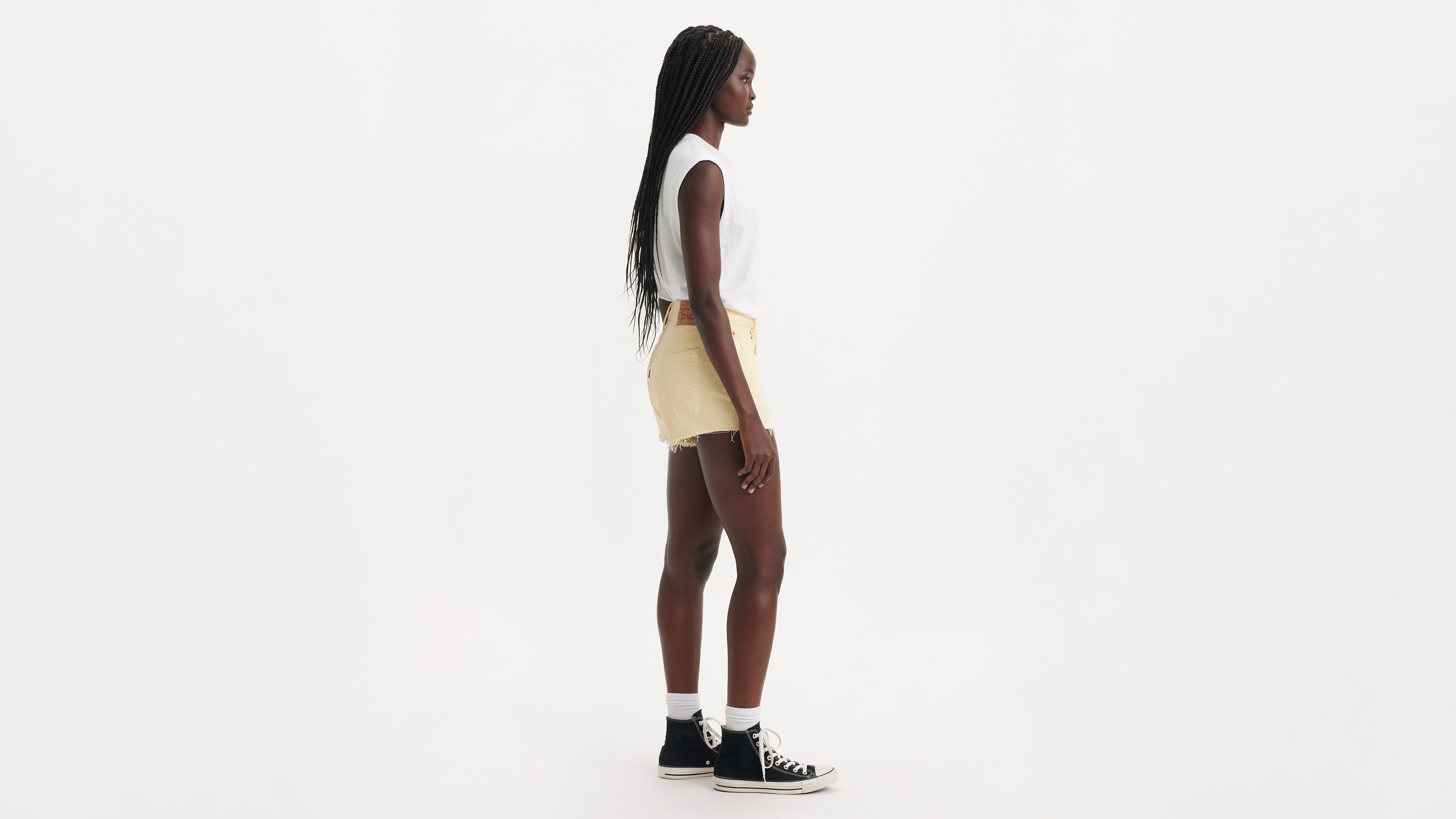 Short jean 501® Original taille haute - Dusty Anise Flower - Jaune
