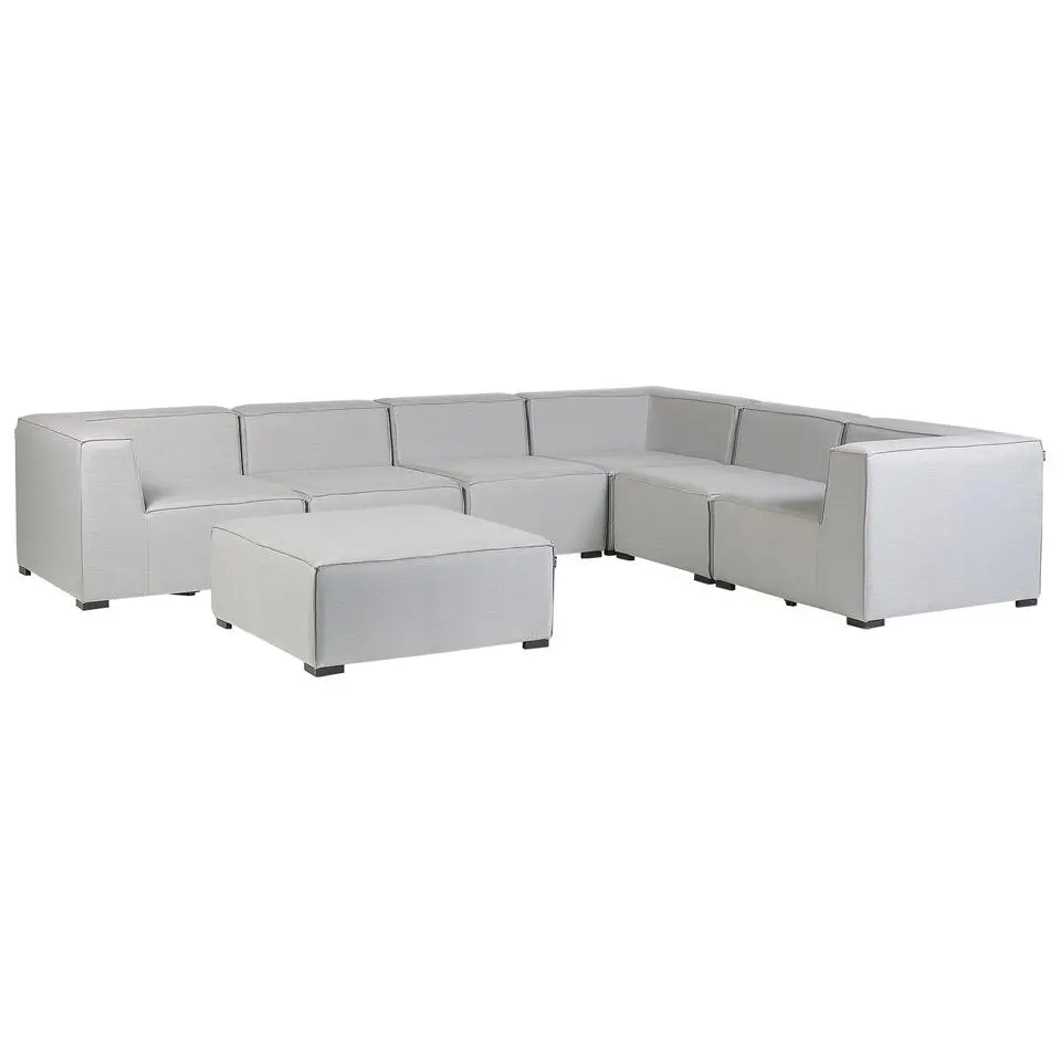 AREZZO - Loungeset voor 7 - Linkszijdig - Lichtgrijs - Polyester