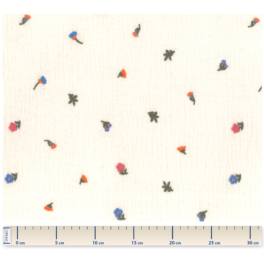 Tissu Ex2518 Double Gaze Brodée Mini Fleurs