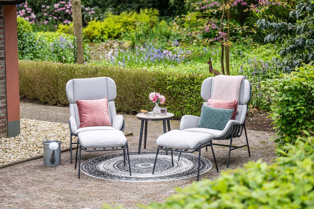 Garden Impressions Livorno fauteuil i& voetenbank - sand