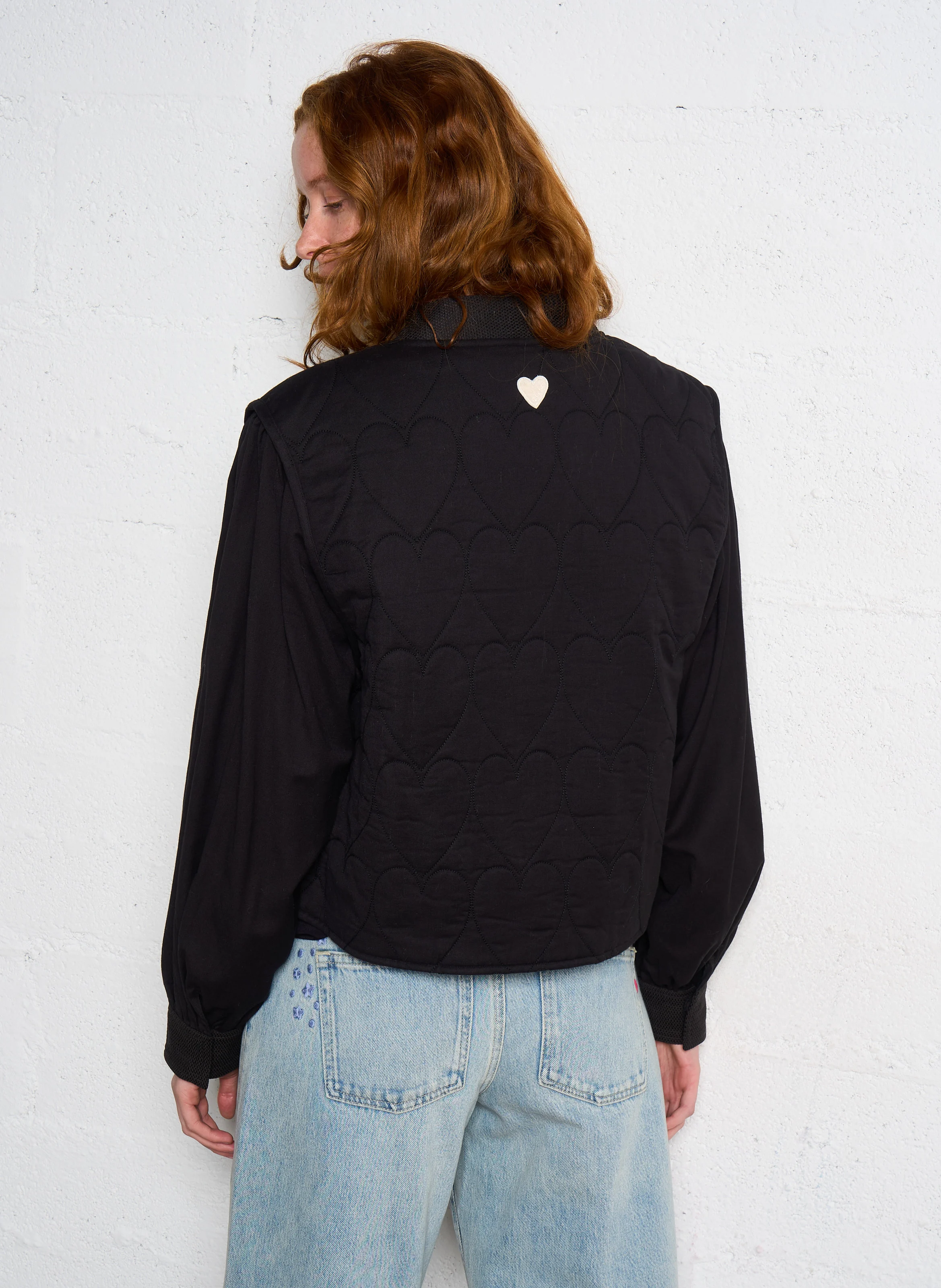 PATTY - Veste droite en coton bio mélangé | Noir