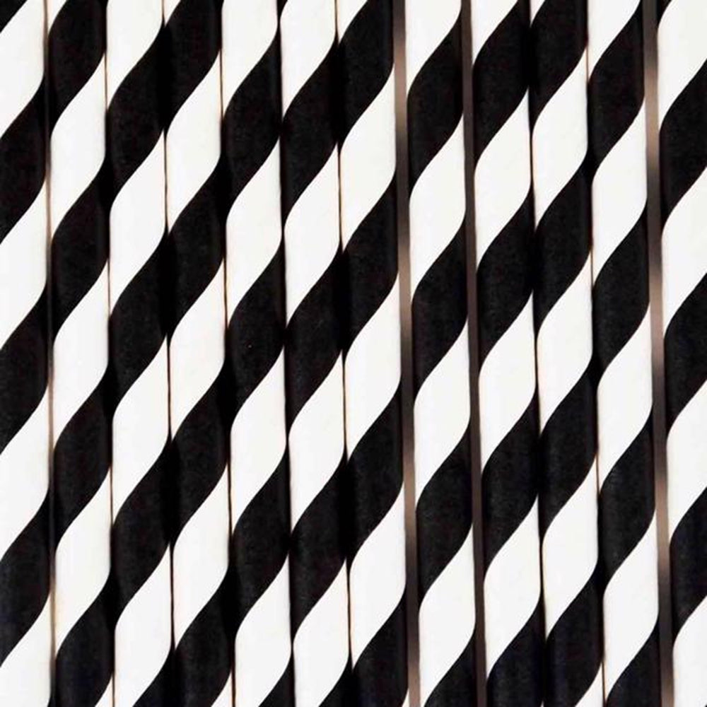 Køb My Little Day 25 Sugerør Black Stripes