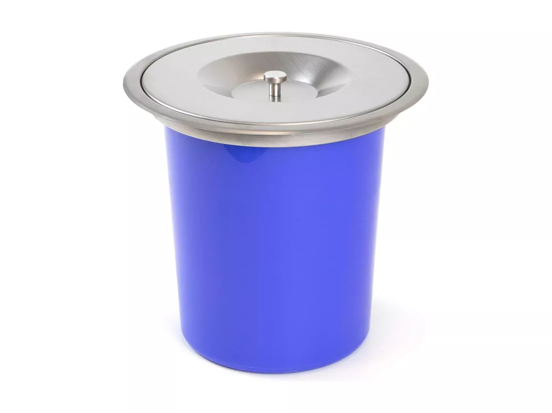 WELL HOME - Poubelle intégrée aux plans de travail, avec couvercle en inox 5L Bleu