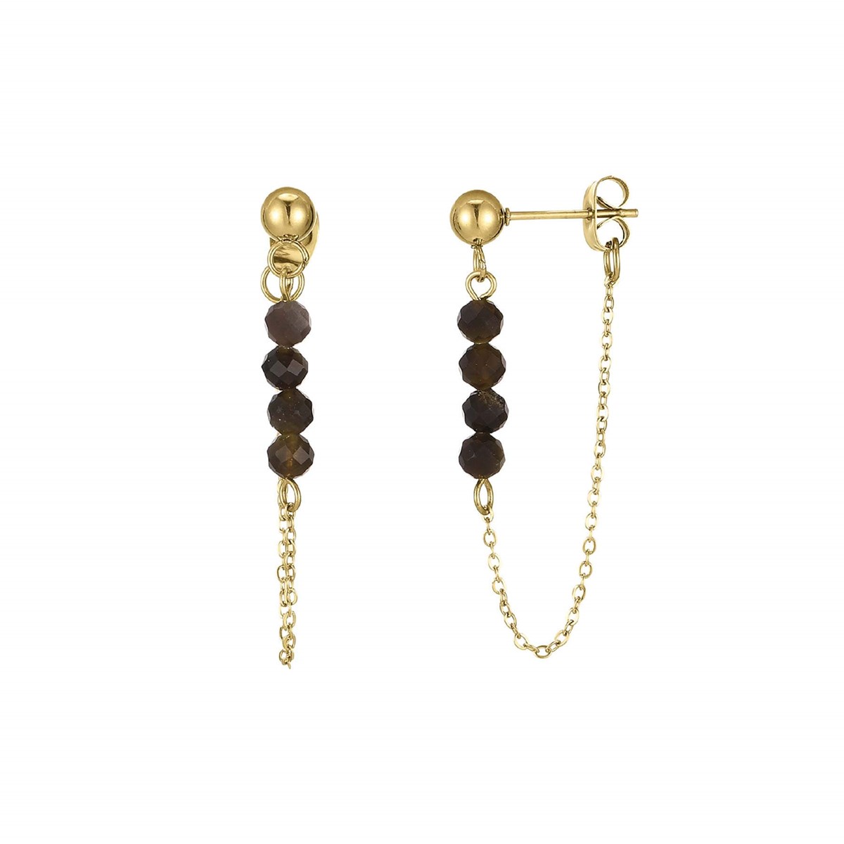 Boucles Isa Pierres Obsidienne