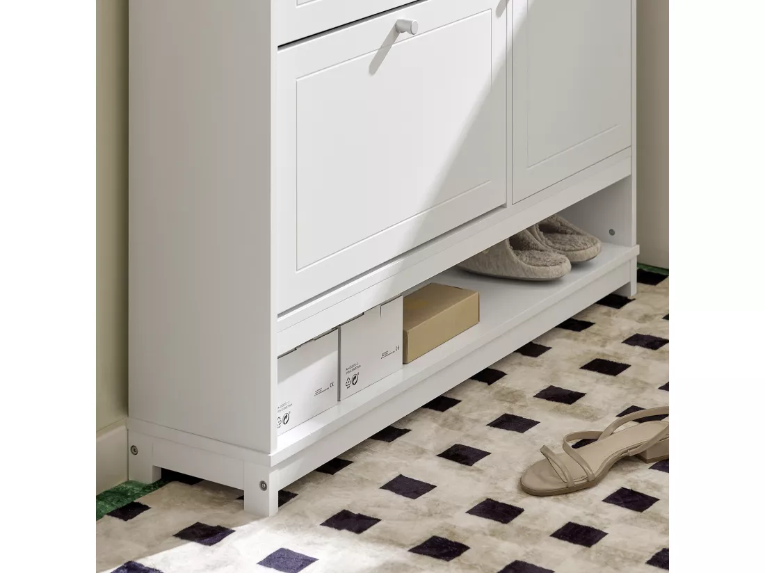 Armoire à Chaussures Meuble de Rangement à Chaussures Commode à Chaussures avec 1 Porte, FSR114-W