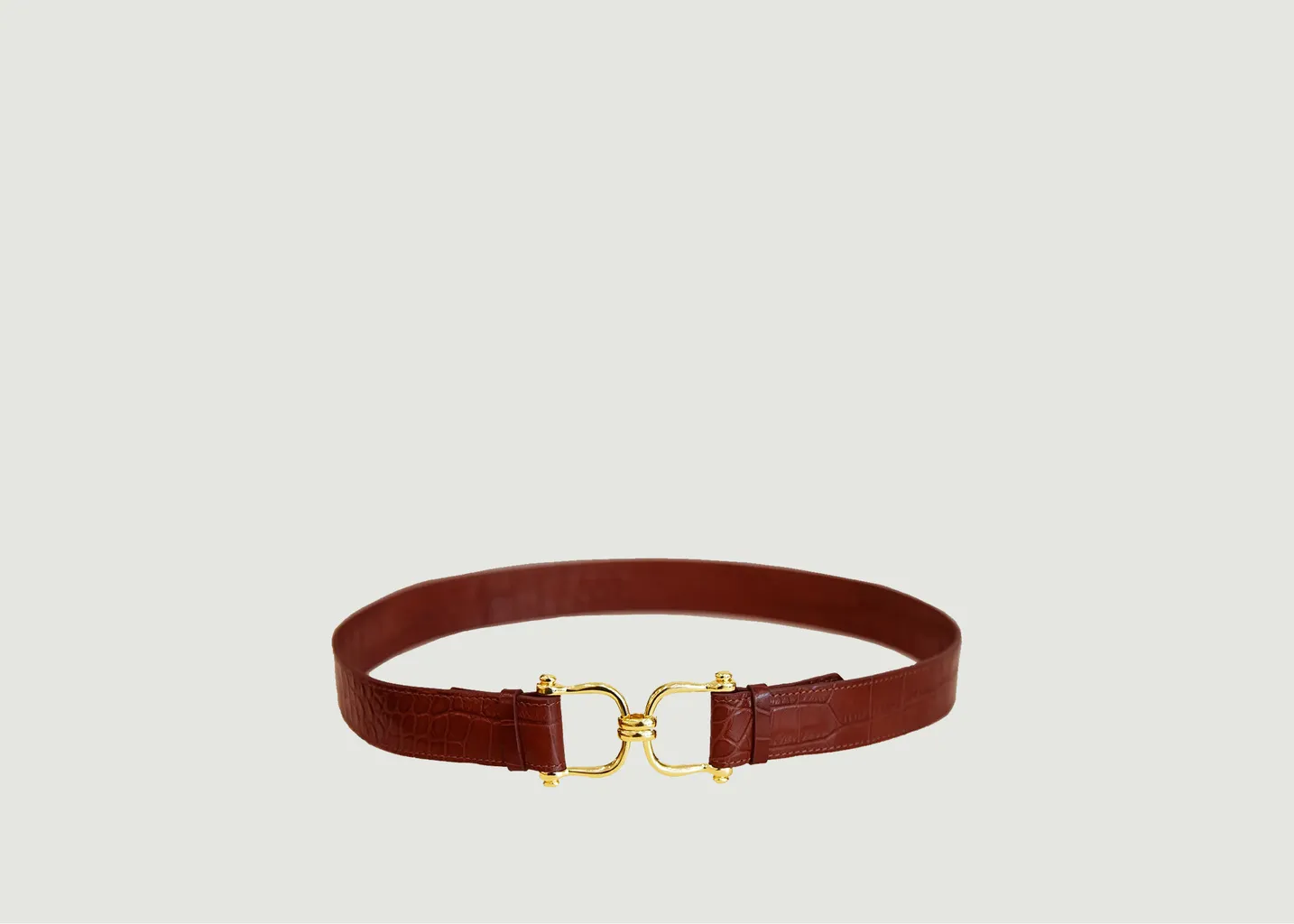 Ceinture en cuir Olympe Croco Chocolat Fauvette